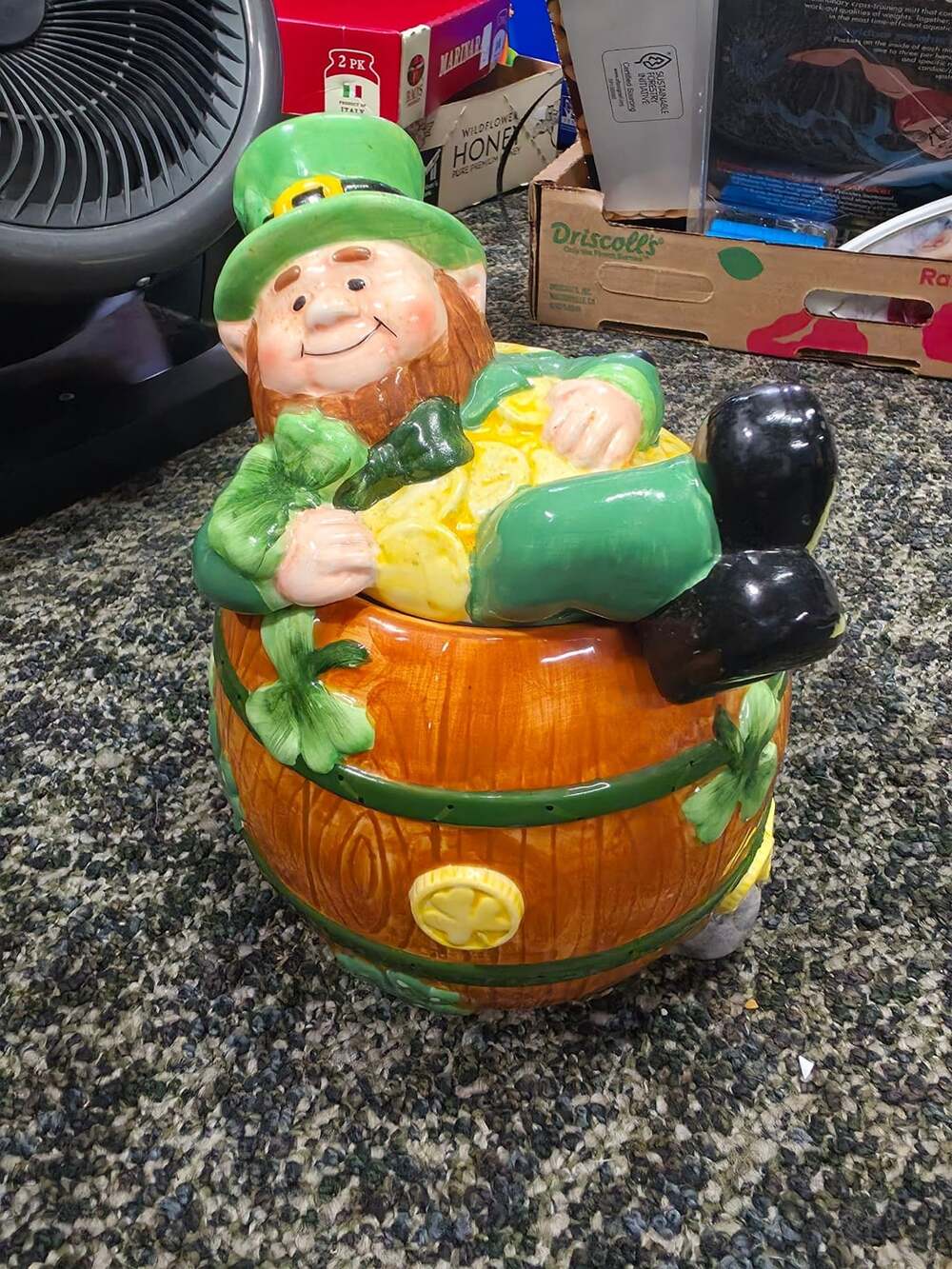 Ceramic Leprechaun Cookie Jar St Patricks Day